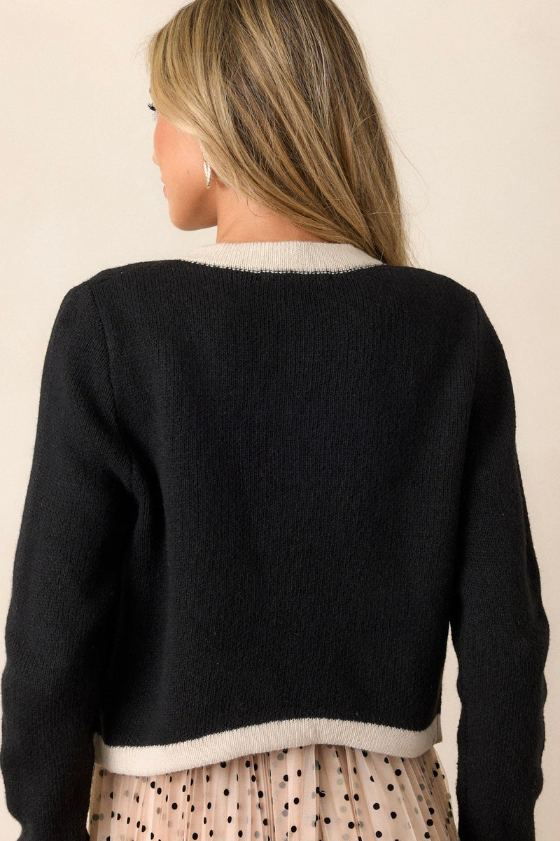 Champagne Clouds Black Cropped Cardigan