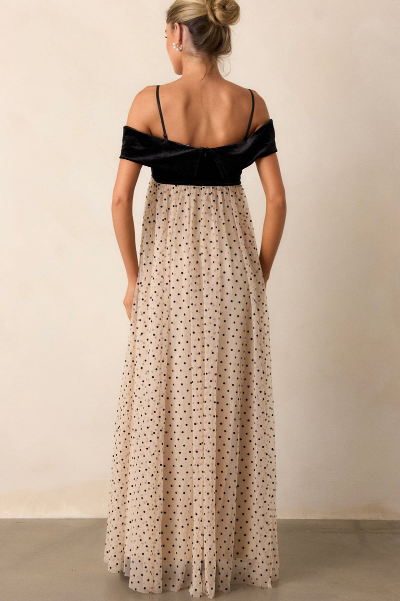 Thank You & Goodbye Light Beige Polka Dot Maxi Dress