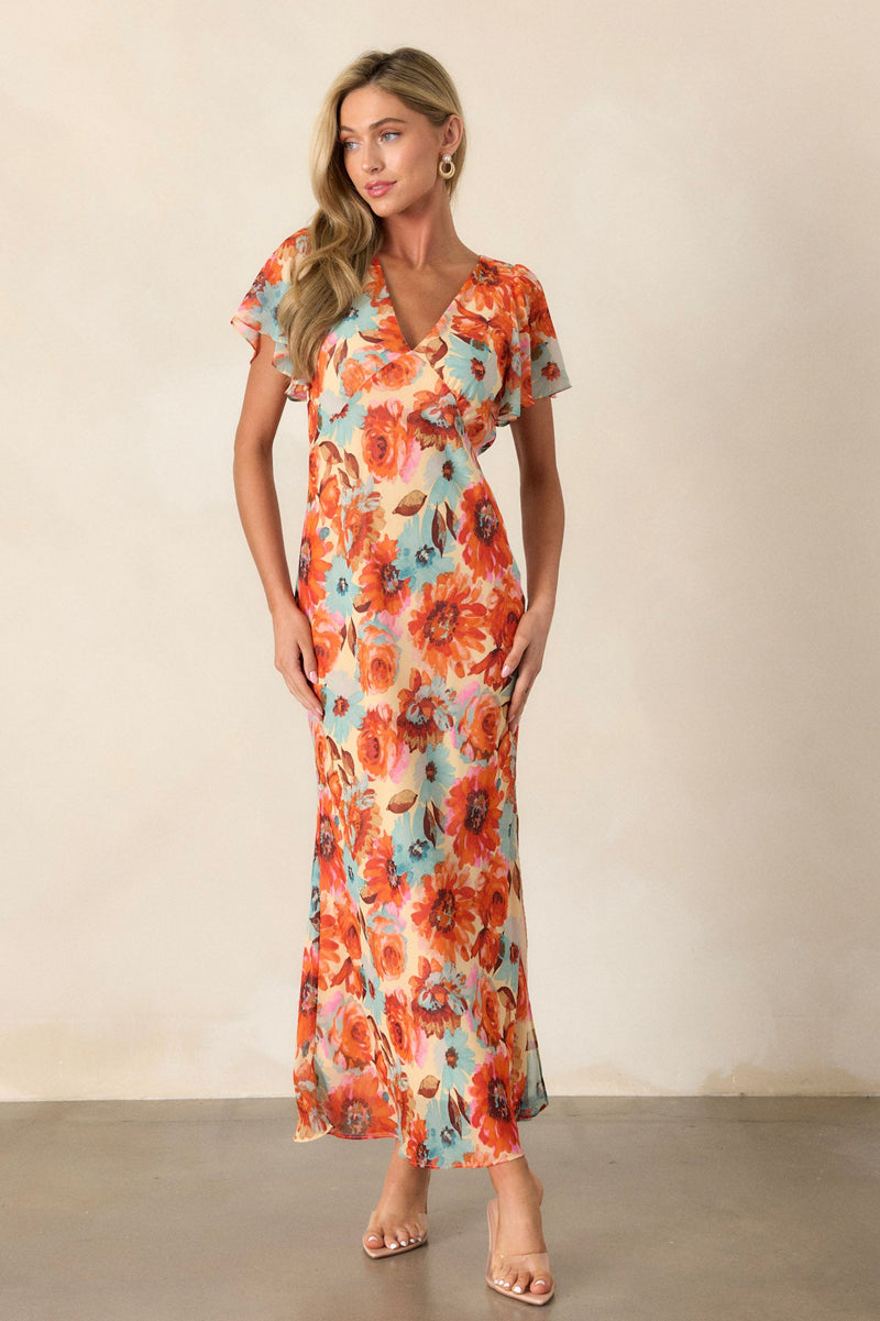 Sunshine of Your Love Orange Multi Floral Maxi Dress