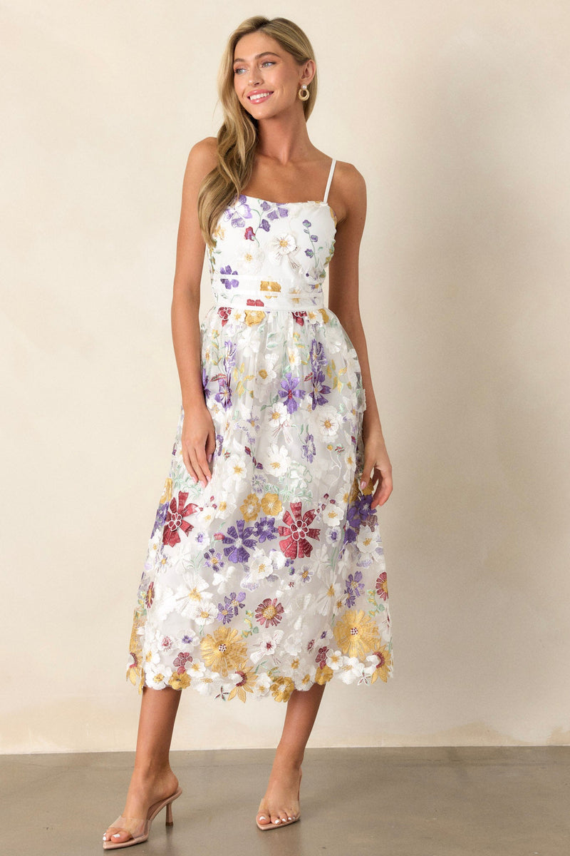 Serene Radiance Ivory Floral Maxi Dress