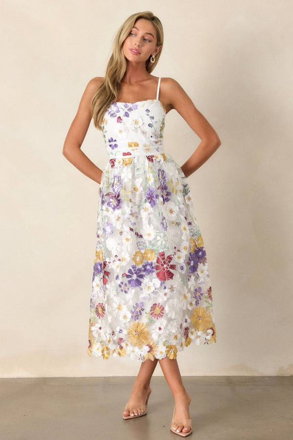 Serene Radiance Ivory Floral Maxi Dress