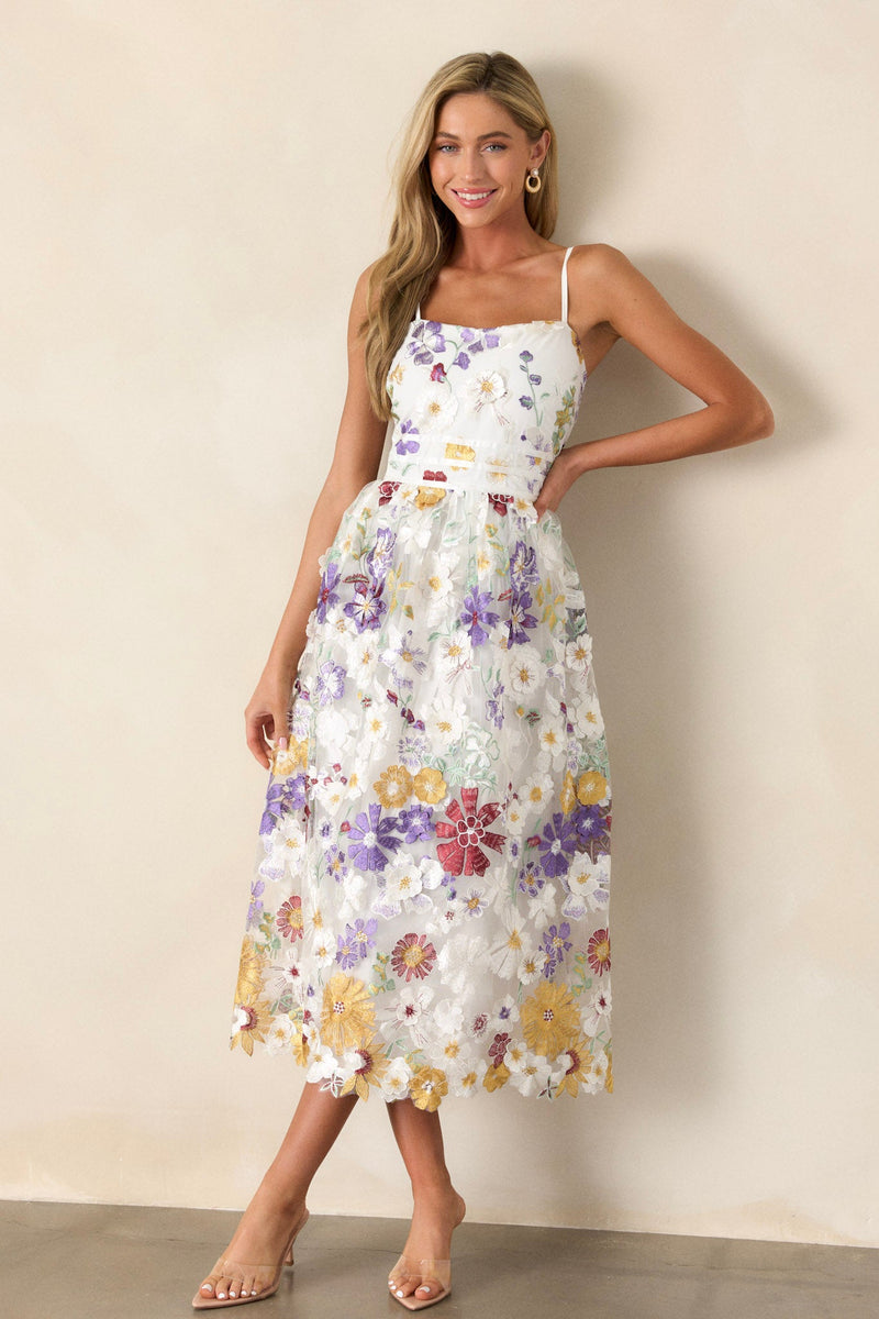 Serene Radiance Ivory Floral Maxi Dress