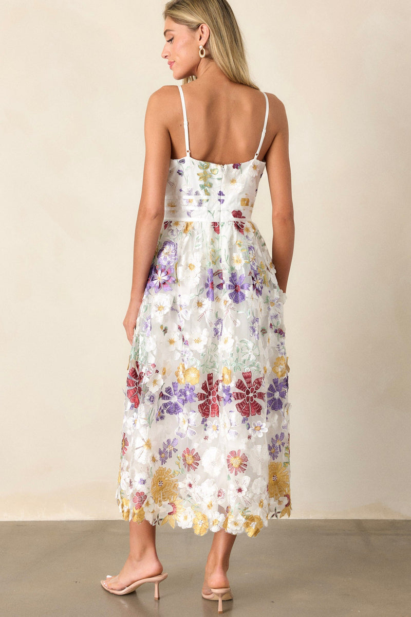 Serene Radiance Ivory Floral Maxi Dress