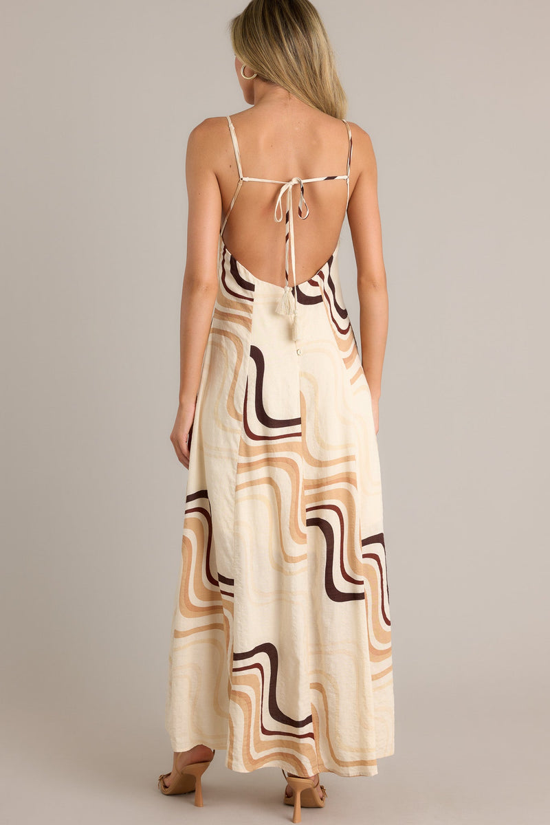 Mystic Sands Beige Multi Print Maxi Dress