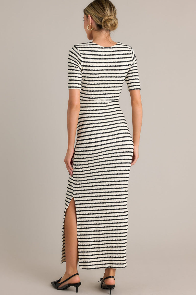 City Lights Black Stripe Bodycon Maxi Dress