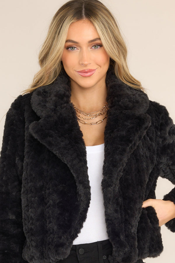 Arctic Glamour Faux Fur Black Jacket