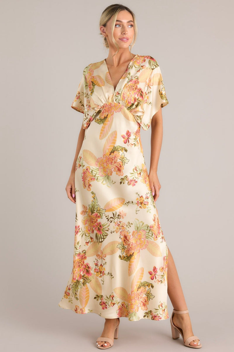 Frames Of Bliss Beige Floral Maxi Dress