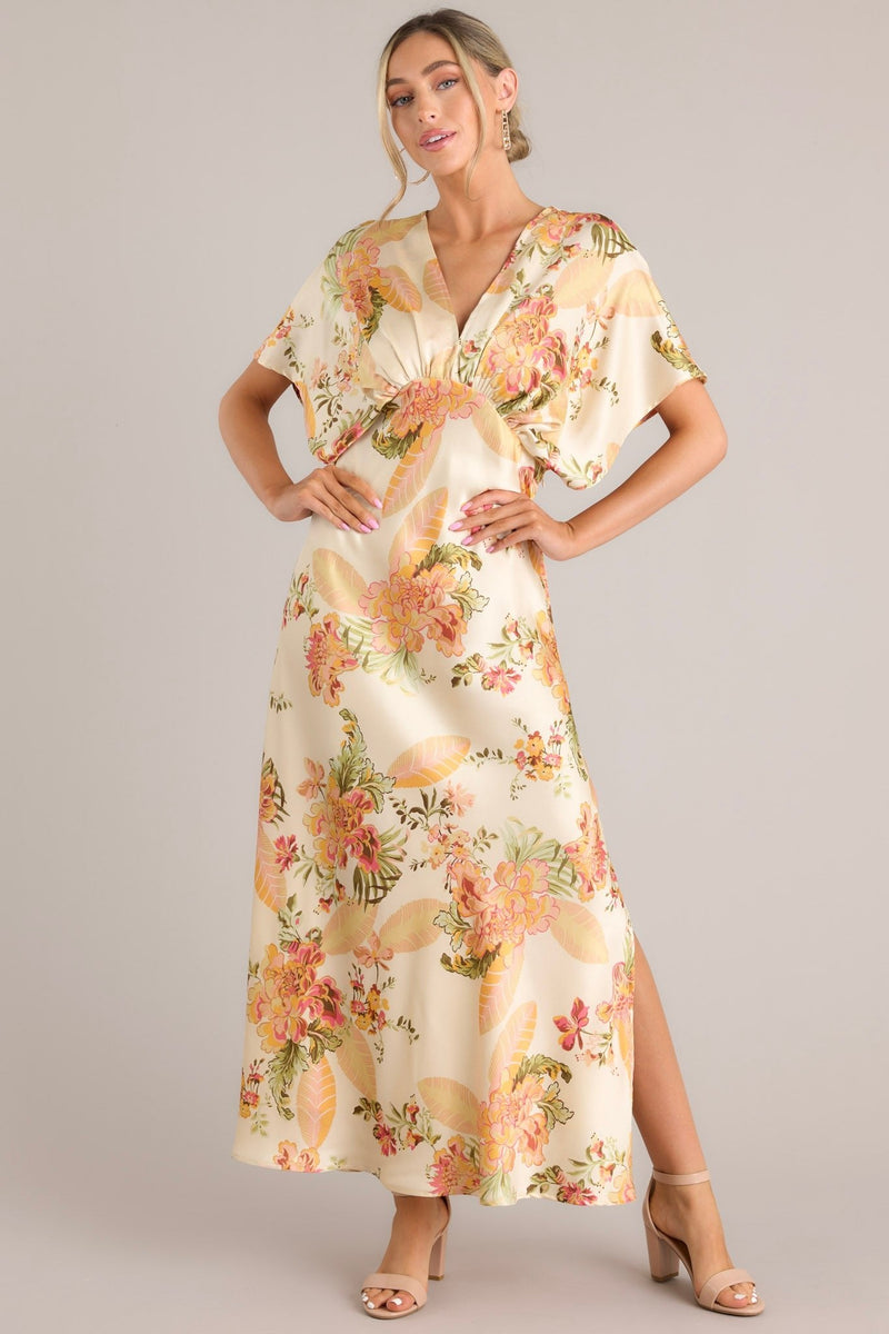 Frames Of Bliss Beige Floral Maxi Dress