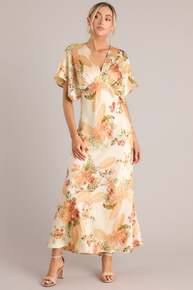 Frames Of Bliss Beige Floral Maxi Dress