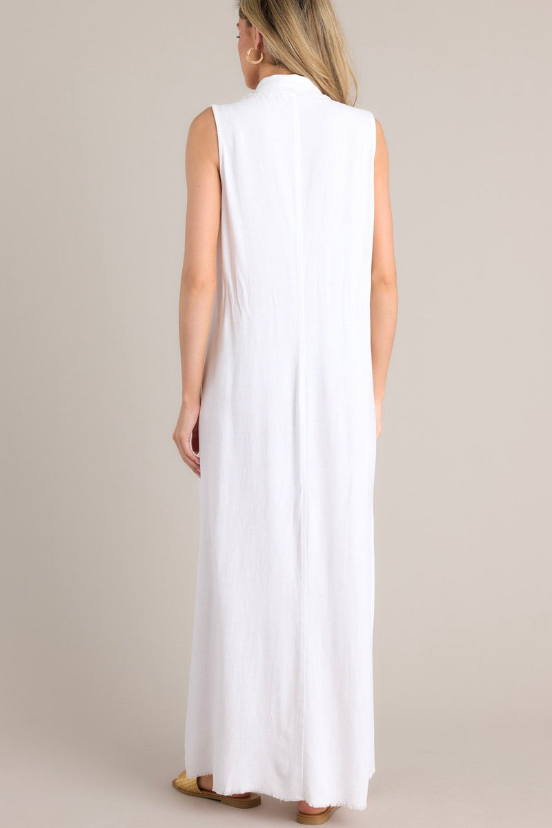 Harbor Breeze White Collared Sleeveless Maxi Dress