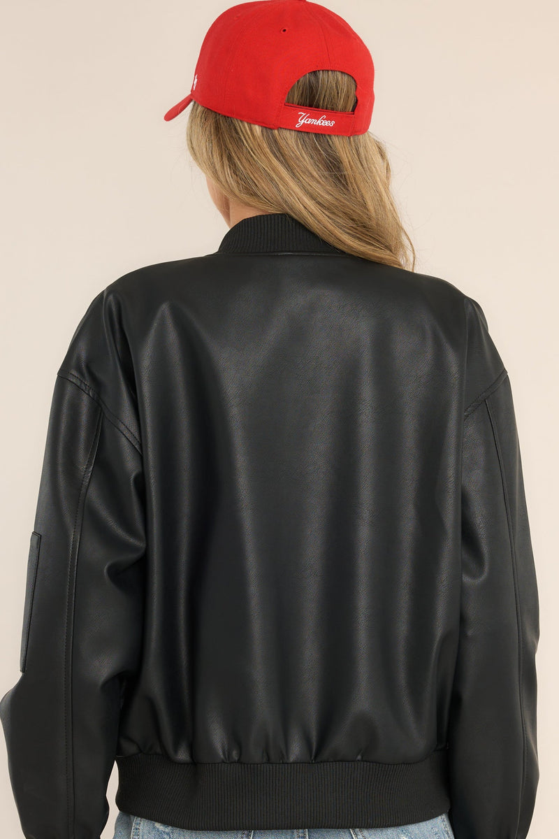 My Legacy Black Faux Leather Bomber Jacket