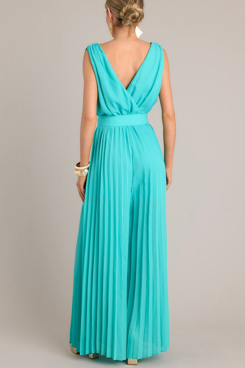 Paradise Haven Aqua Belted Jumpsuit